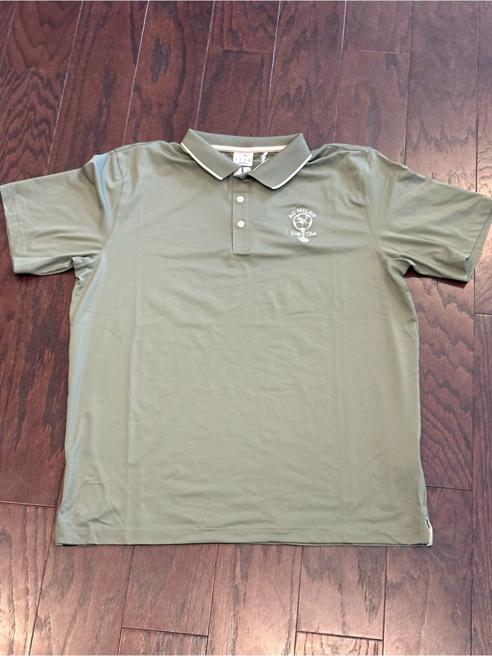 PUMA x AC Milan Golf Club Polo Men's Shirt Large, Sage Green, NWT Embossed Logo